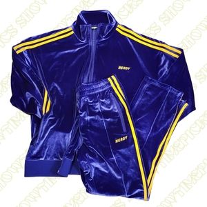 Nerdy brand purple gold velour track suit